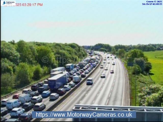<p>The M62 is closed westbound between Junction 19 near (Heywood) and Junction 18</p>