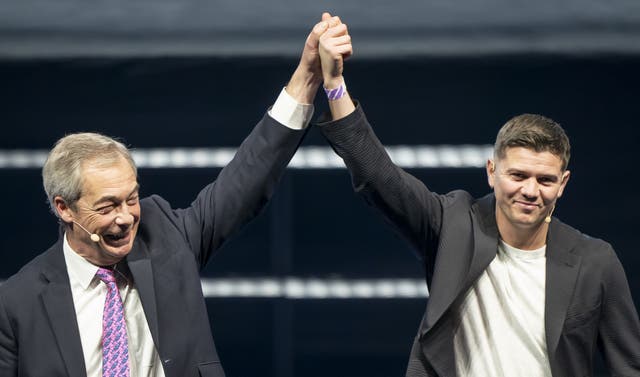 <p>Luke Campbell, right, has linked up with Nigel Farage’s Reform UK (Danny Lawson/PA)</p>