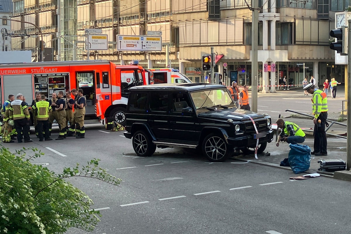 Several injured when a car slams into them in the German city of Stuttgart. The driver is arrested