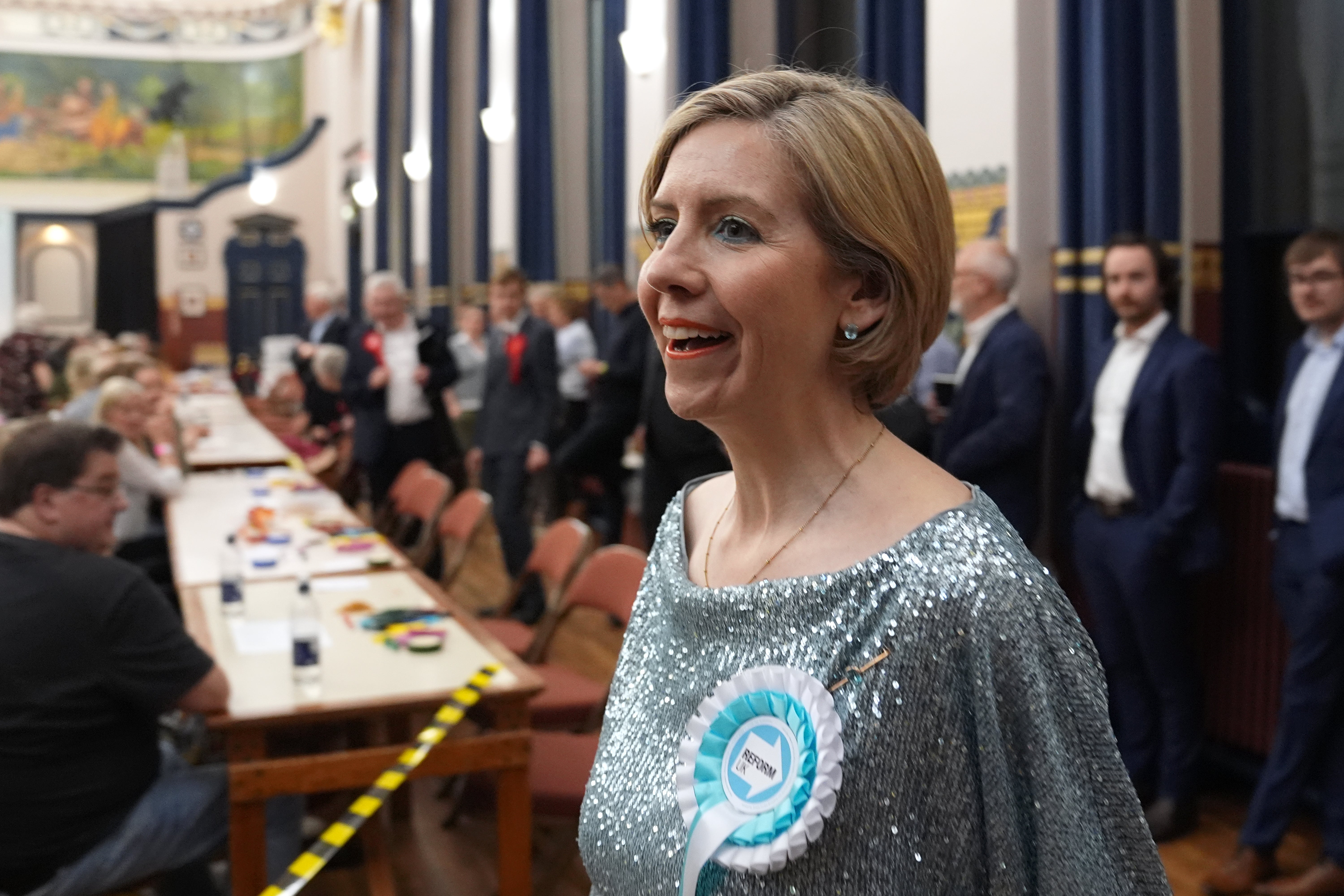 Reform of the Great Great Britain Lincolnshire Majoor Candidate Ladies Andrea Jenkyns During the Count in Grimsby Town Hall, Lincolnshire