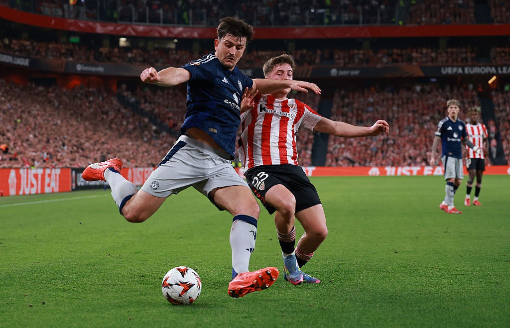 Harry Maguire works his magic down the wing in Bilbao