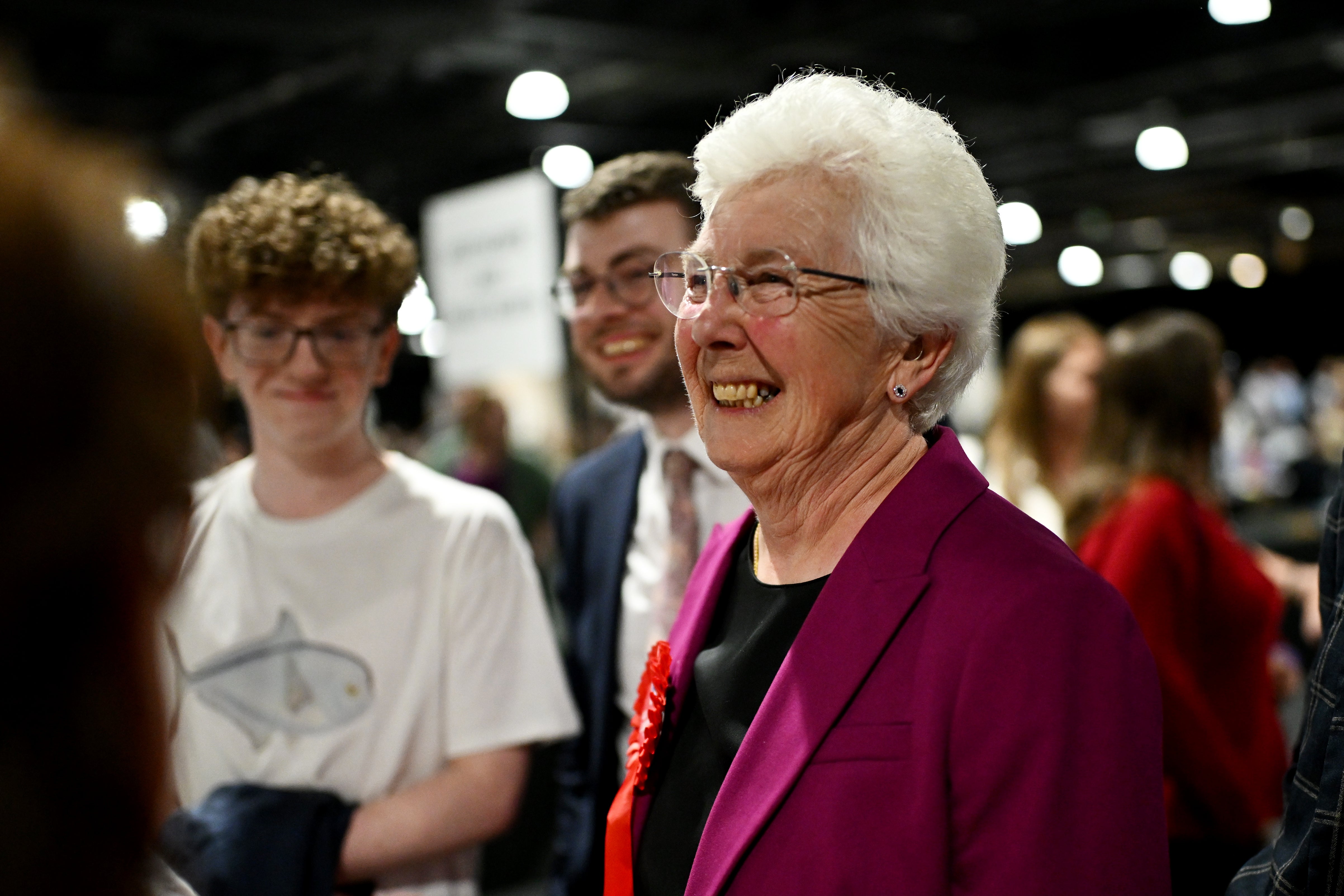 Ros Jones of the Labour Party reacts as she is declared the winner of the Mayoral elections. Incumbent Ros Jones narrowly defeated her Reform party opponent Alexander Jones to retain the position of Mayor of Doncaster, a post she has held since 2013.