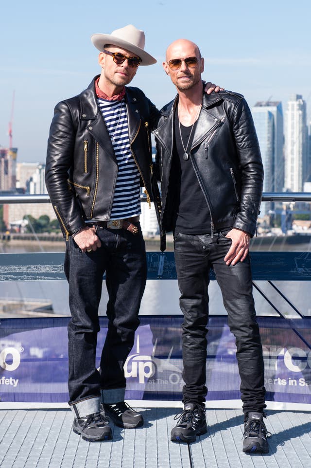 <p>Brothers Matt (left) and Luke Goss back when they were on speaking terms</p>