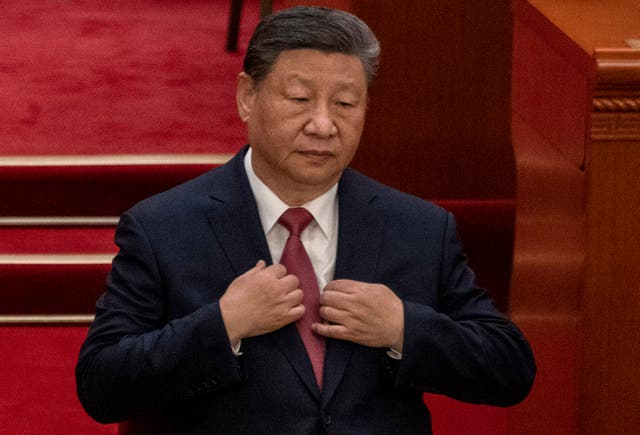 <p>Xi Jinping during the closing session of the Chinese People's Political Consultative Conference at the Great Hall of the People in Beijing</p>