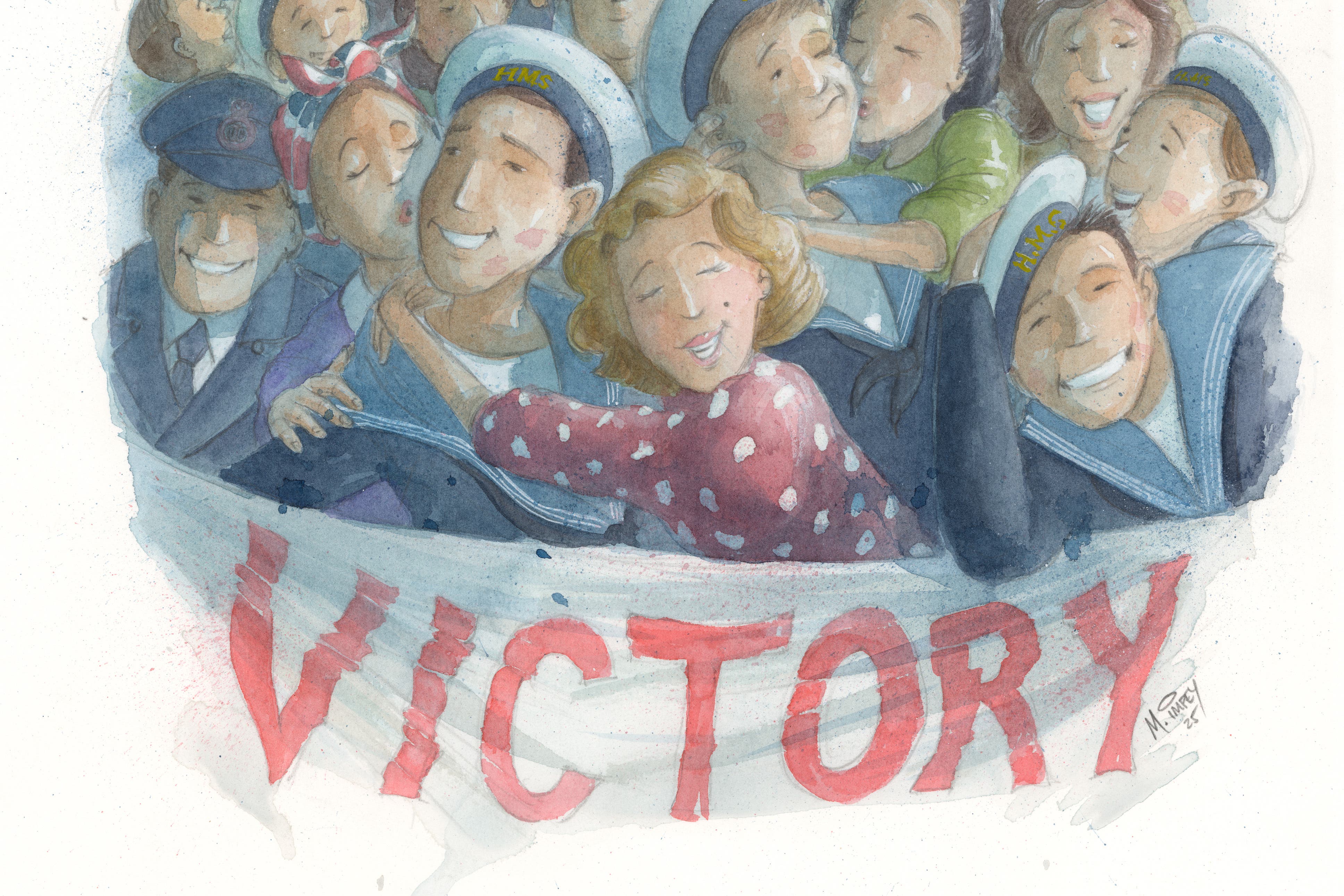 The illustrations have been released depicting memories of VE Day (Martin Impey/Blind Veterans UK/PA)