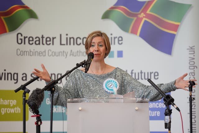 <p>Dame Andrea Jenkyns during her victory speech on Friday</p>