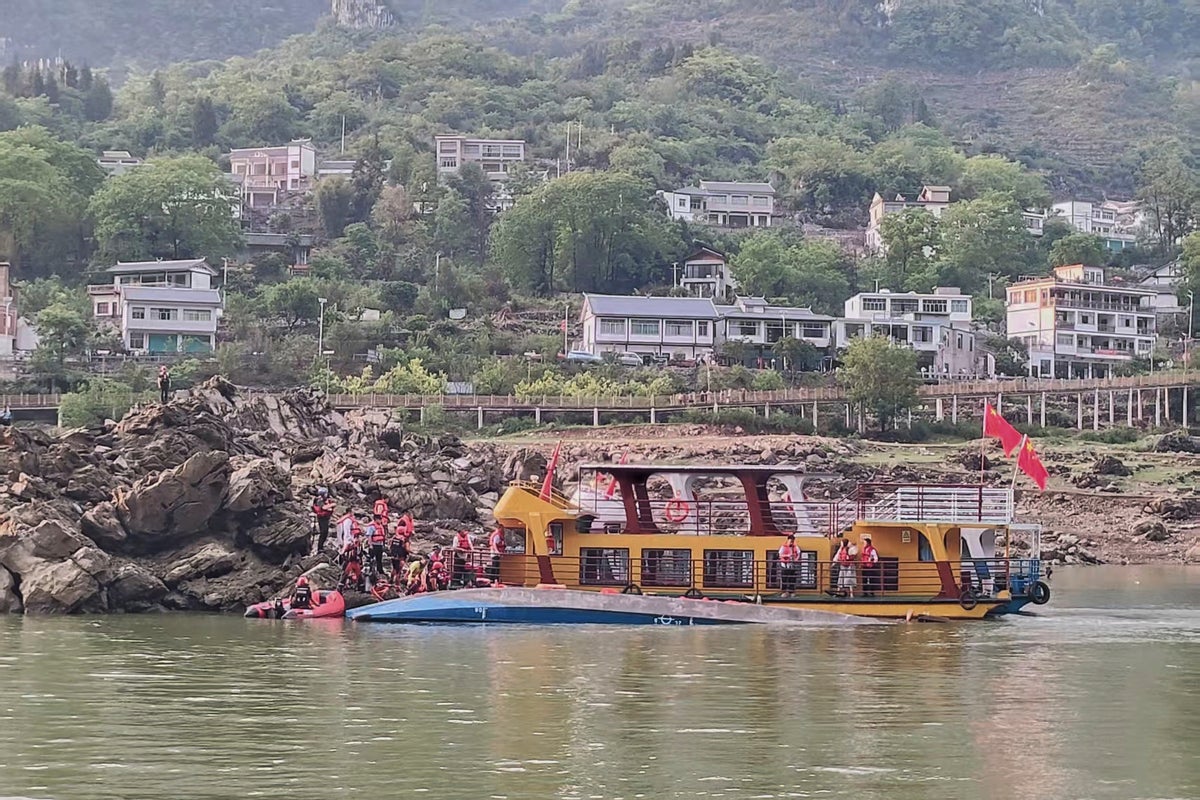 2 boats capsized in China's southwest after sudden storm, leaving 20 missing