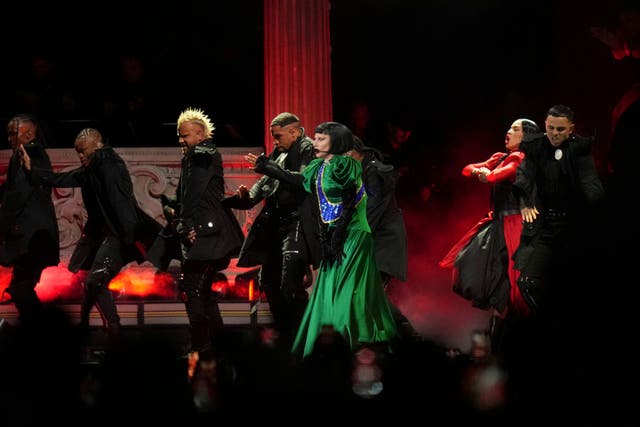 <p>Lady Gaga performs during her Copacabana Beach concert on Saturday</p>