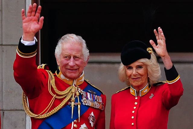 The King and Queen on the Buckingham Palace balcony (PA)