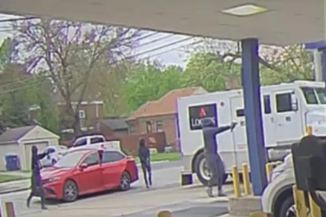 <p>The FBI is searching for three men accused of holding up an armored truck at gunpoint outside of a bank</p>