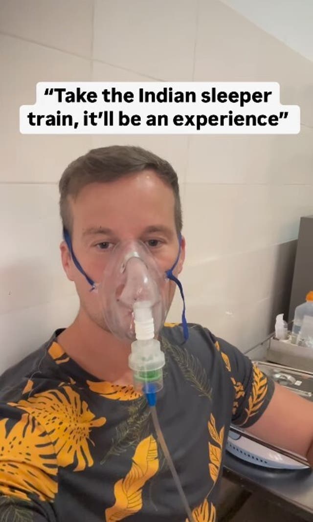 <p>Maddock posted a video from hospital with the caption: ‘Take the Indian sleeper train - it’ll be an experience’</p>