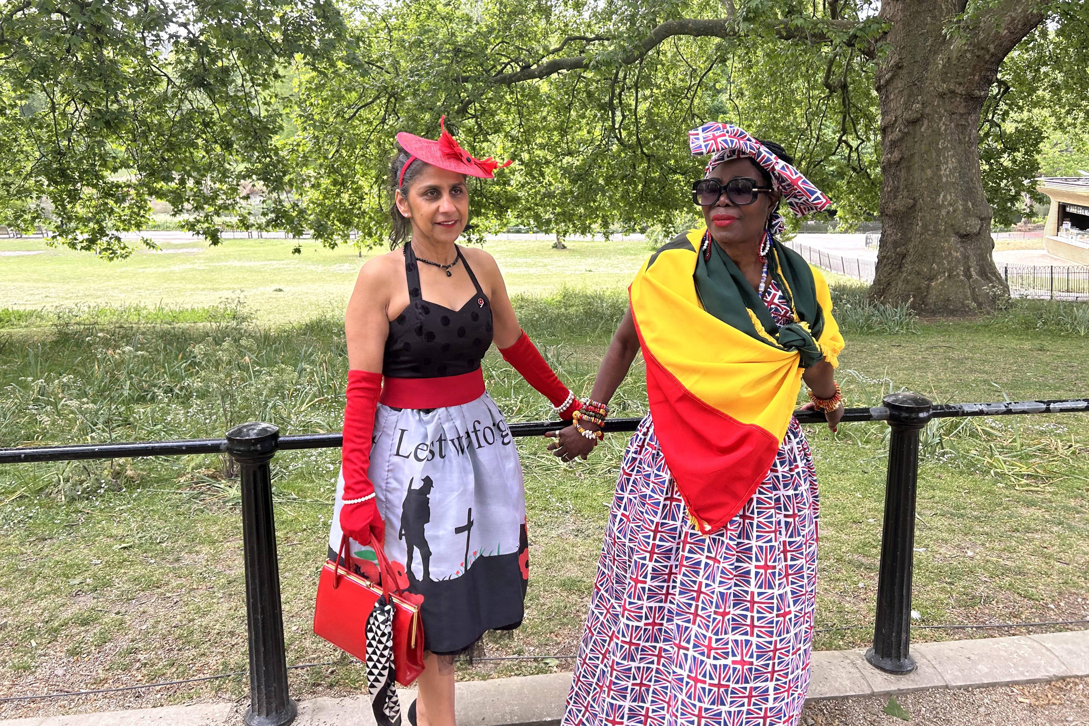 Satvinder Cubb and Grace Gothard made their own dresses for the occasion (Emily Smith/PA)