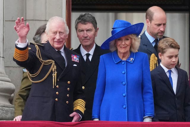 <p>King Charles and Queen Camilla at the VE Day parade</p>