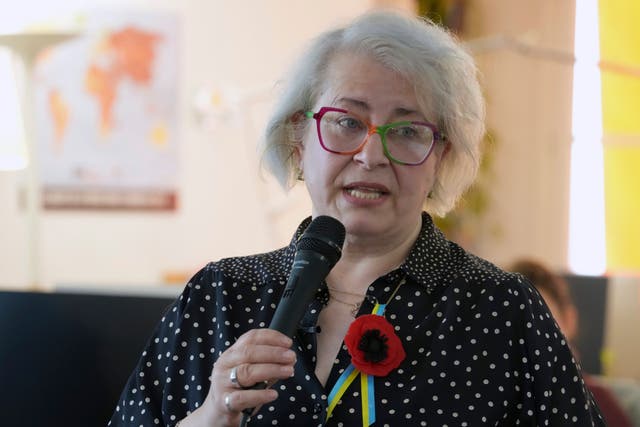 <p>Russia's Ekaterina Barabash, who has Ukrainian heritage and is an outspoken critic of Russia's invasion of Ukraine, speaks during a press conference at Reporters Without Borders (RSF) headquarters, Monday, May 5, 2025 in Paris. (AP Photo/Michel Euler)</p>