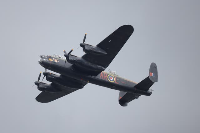 <p>The Lancaster led the flypast over Buckingham Palace on Monday</p>
