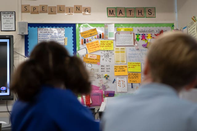 School children during a Year 5 class at a primary school in Yorkshire (Danny Lawson/PA)