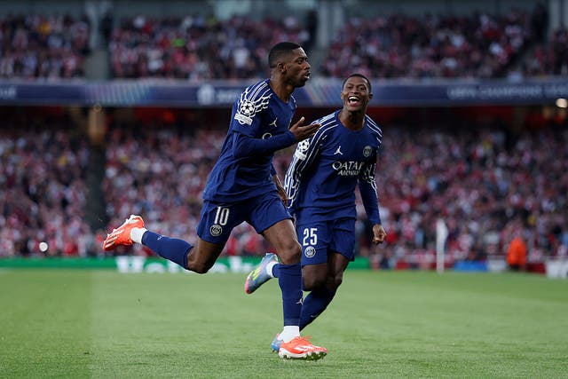 <p>Dembele scored the only goal in the first leg at the Emirates</p>