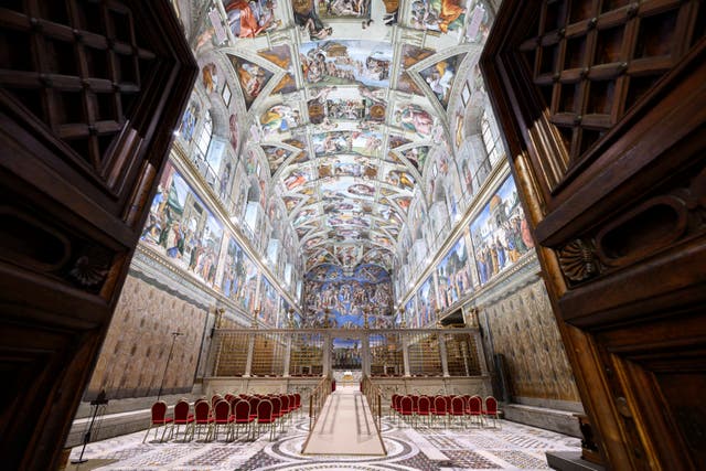 <p>The Sistine Chapel has been set up for the conclave</p>