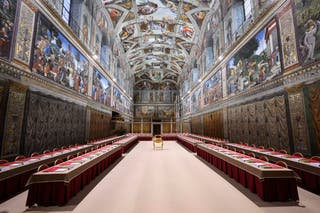 The Sistine Chapel, set up for the Papal Conclave
