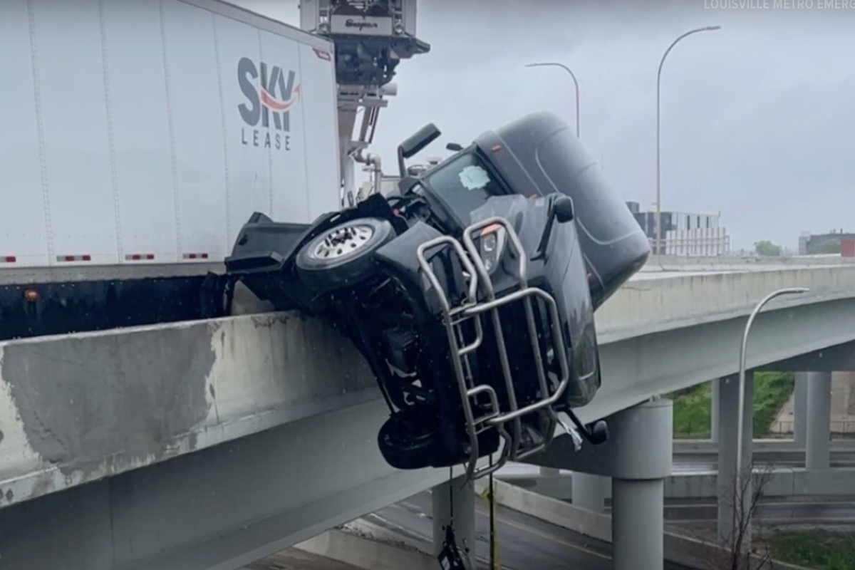 Truck Driver Rescued from Dangling Cab Over Kentucky Bridge