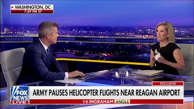 <p>Fox News host Laura Ingraham suggests calling Pete Hegseth on-air after Sean Duffy, another former Fox News star turned Trump official, complains that he's not getting answers from the Pentagon.</p>