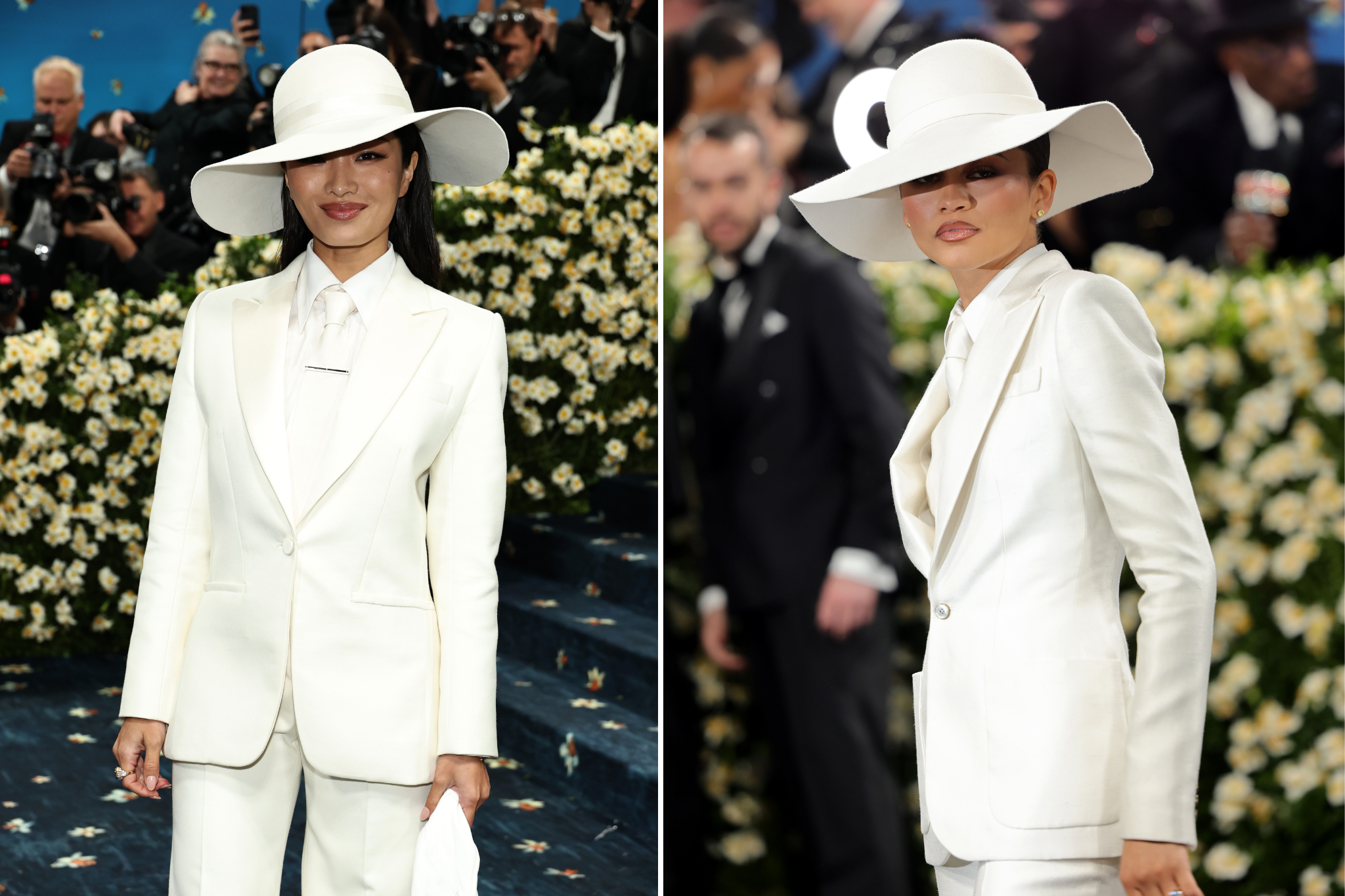Shōgun star Anna Sawai and Zendaya arrived at the 2025 Met Gala in near-identical outfits by two different designers