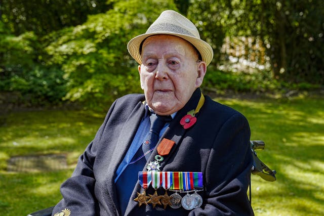 101-year-old Peter Belcher, a veteran of the D-Day landings and the Battle of the Bulge, at Broughton House Veteran Care Village in Salford (Peter Byrne/PA)