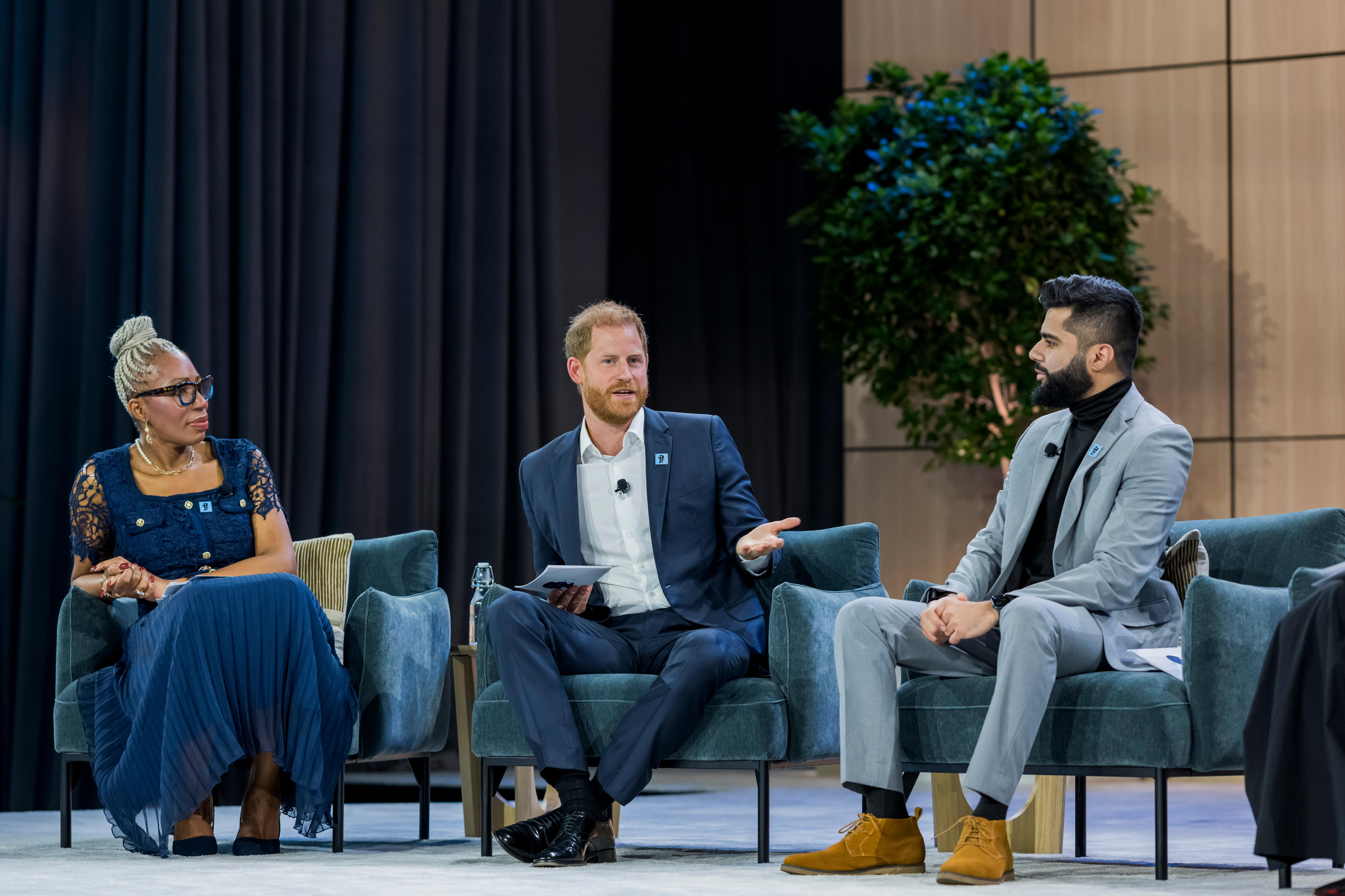 The Duke of Sussex appeared on stage in Las Vegas (The Diana Award/PA)