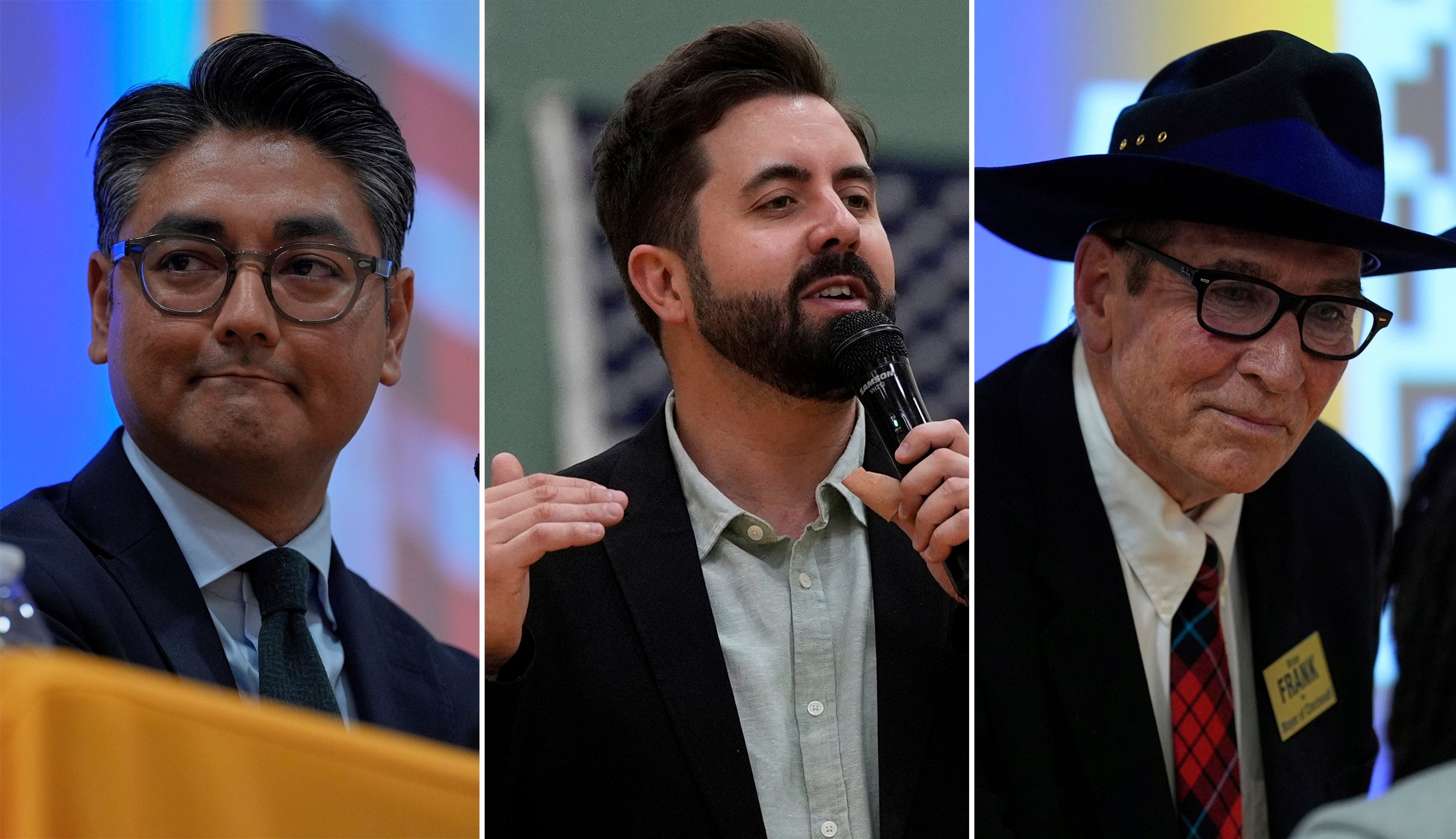  Incumbent Cincinnati Mayor Aftab Pureval and Republican challengers Cory Bowman and Brian Frank