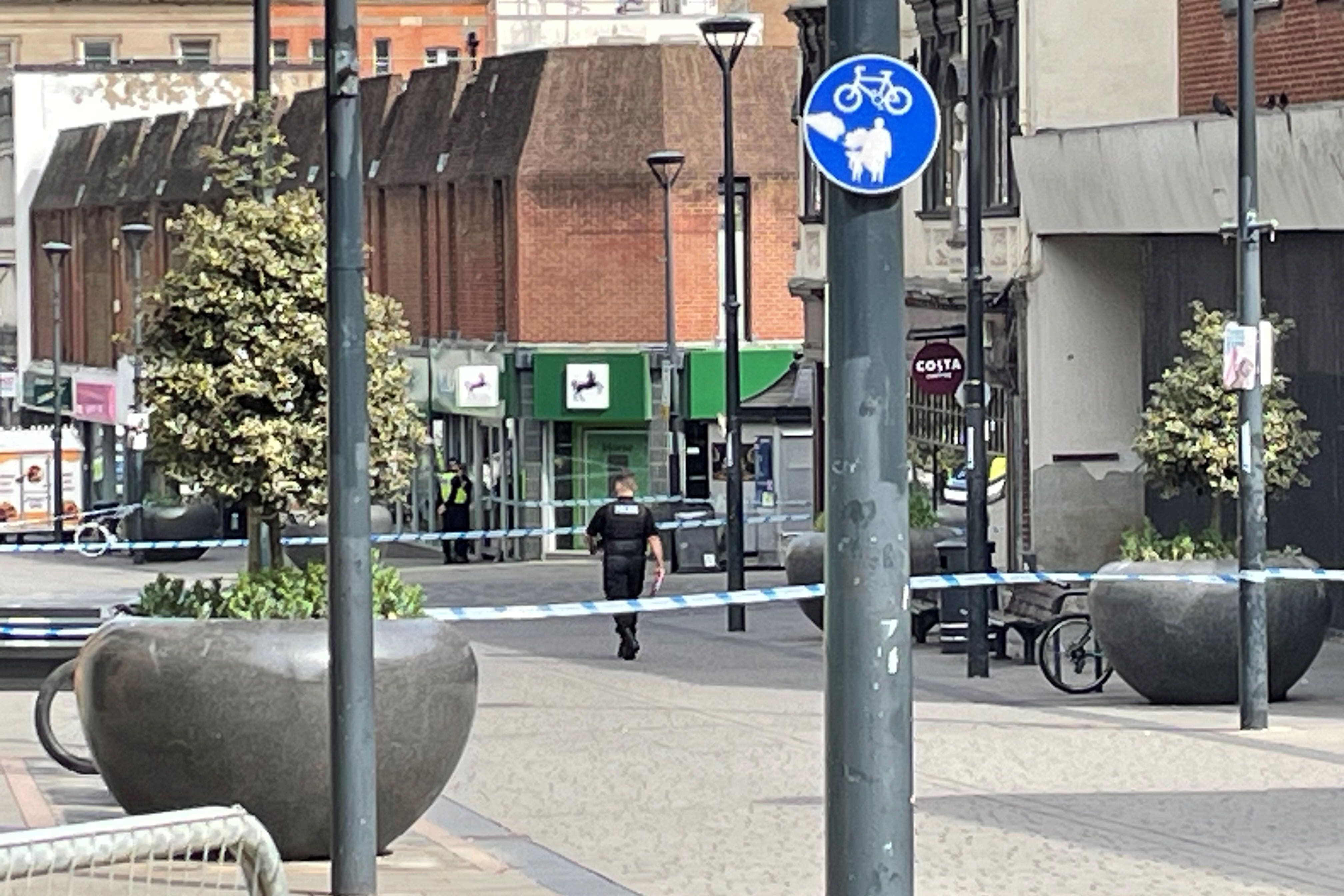 Police tape in St Peter’s Street, Derby (Matthew Cooper/PA)