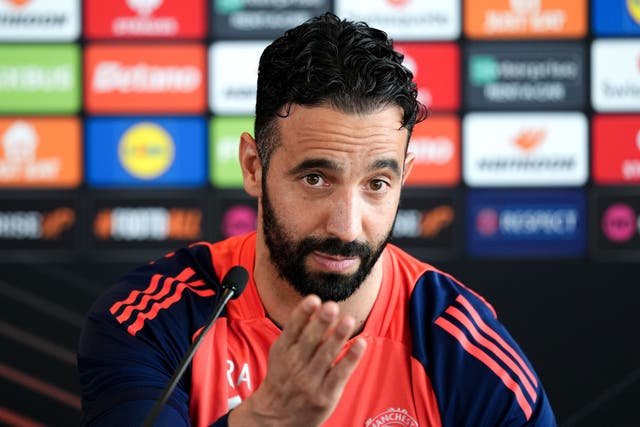 Manchester United manager Ruben Amorim insists they have to fight for a place in the Europa League final (Martin Rickett/PA)