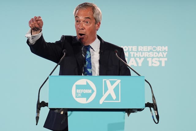 Nigel Farage’s Reform UK would be the biggest party in Holyrood after the SNP, a poll has suggested (Jacob King/PA)