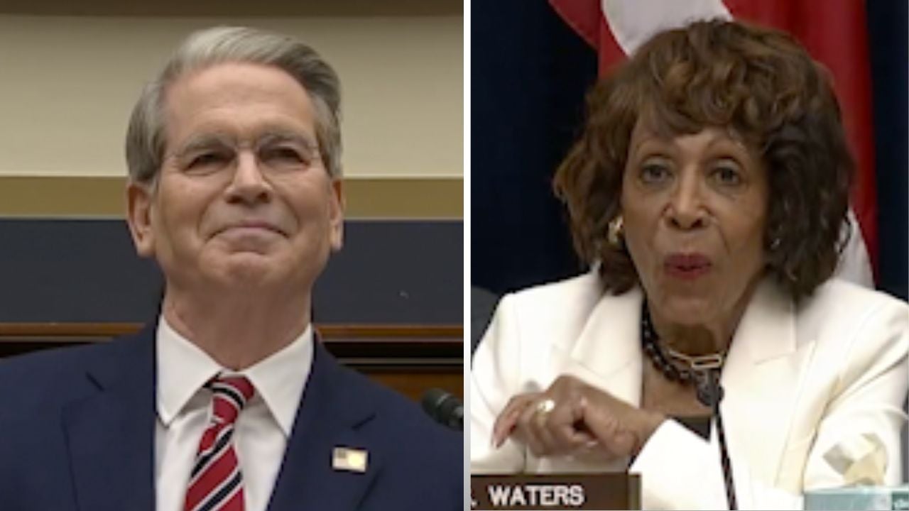 <p>Scott Bessent and Maxine Waters</p>