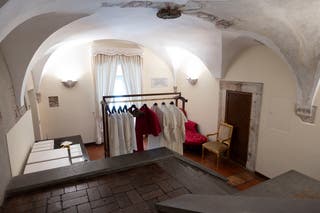 The ‘Room of Tears’, which contains three sizes of Papal vestments ready to fit any selected cardinal
