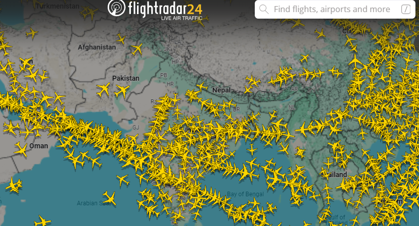 Airspace over Pakistan is nearly empty after flight diversions