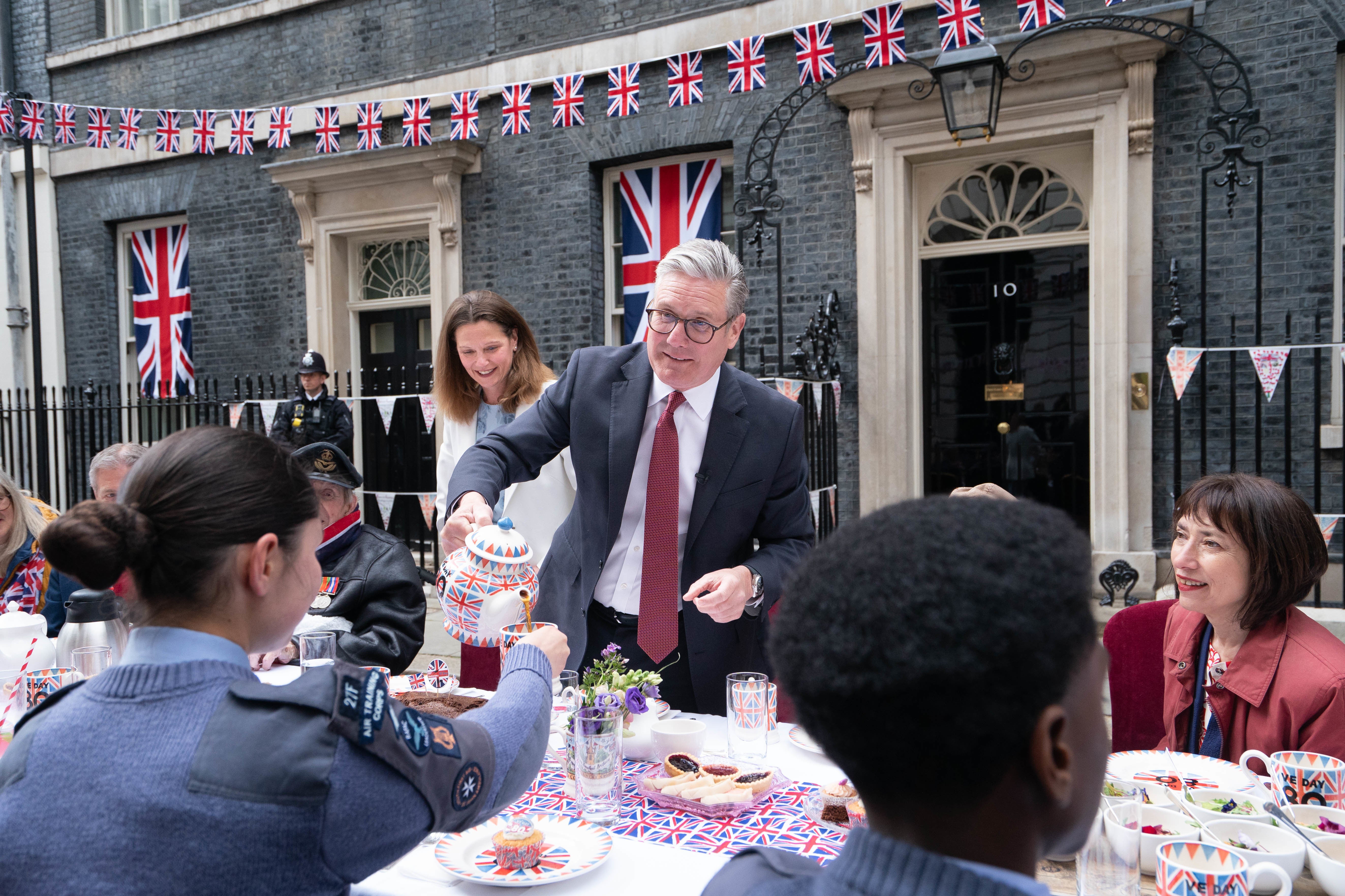 Prime Minister Sir Keir Starmer hosting a VE Day 80th anniversary street party on Downing Street (Stefan Rousseau/PA)