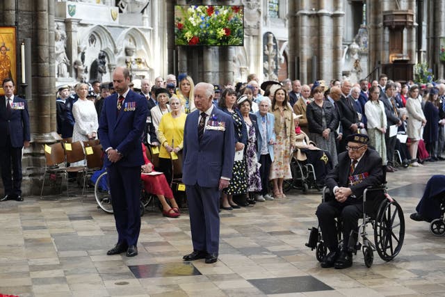 The Prince of Wales and the King at Westminster Abbey (Jordan Pettitt/PA)