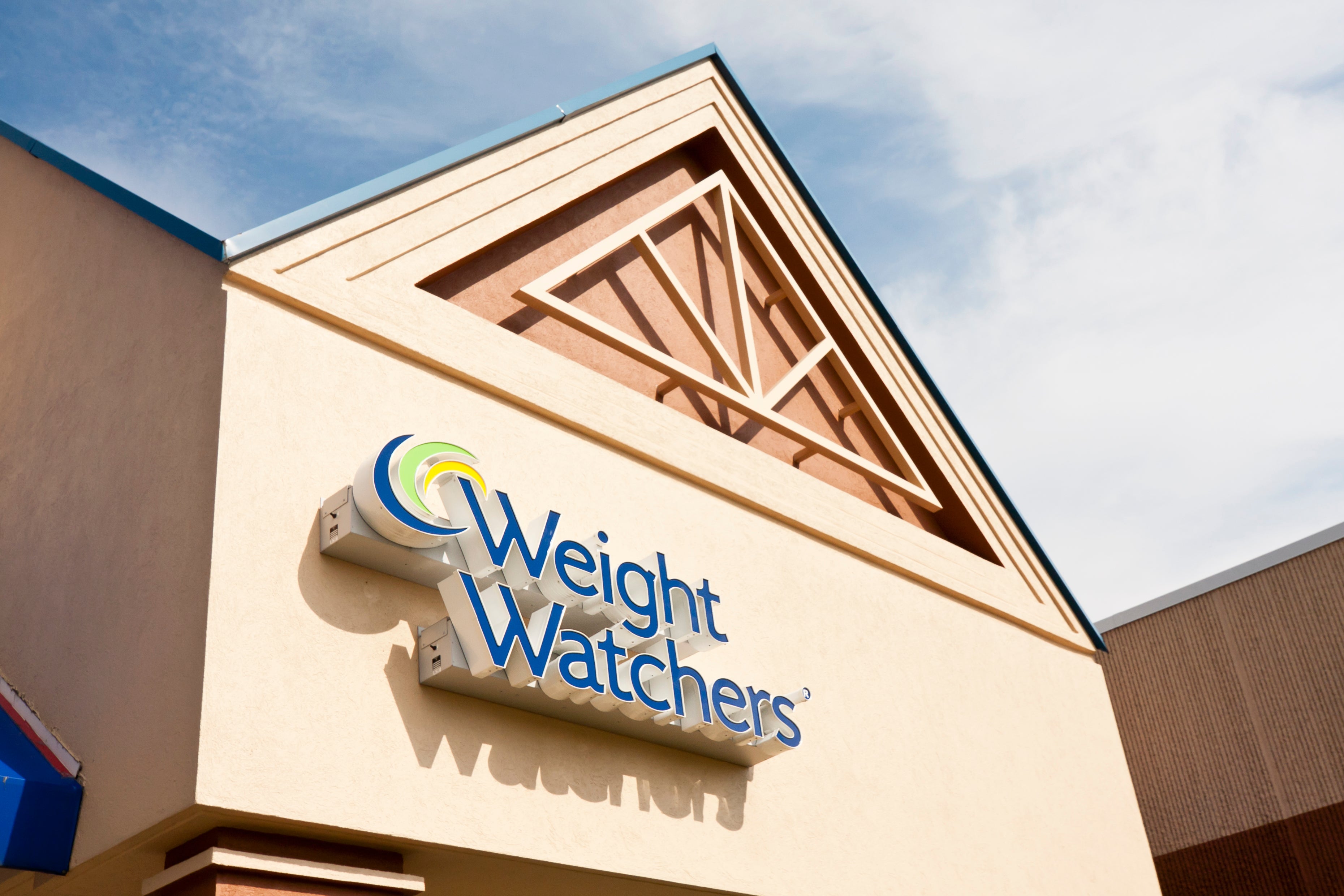 Sign at Weight Watchers business in a strip mall
