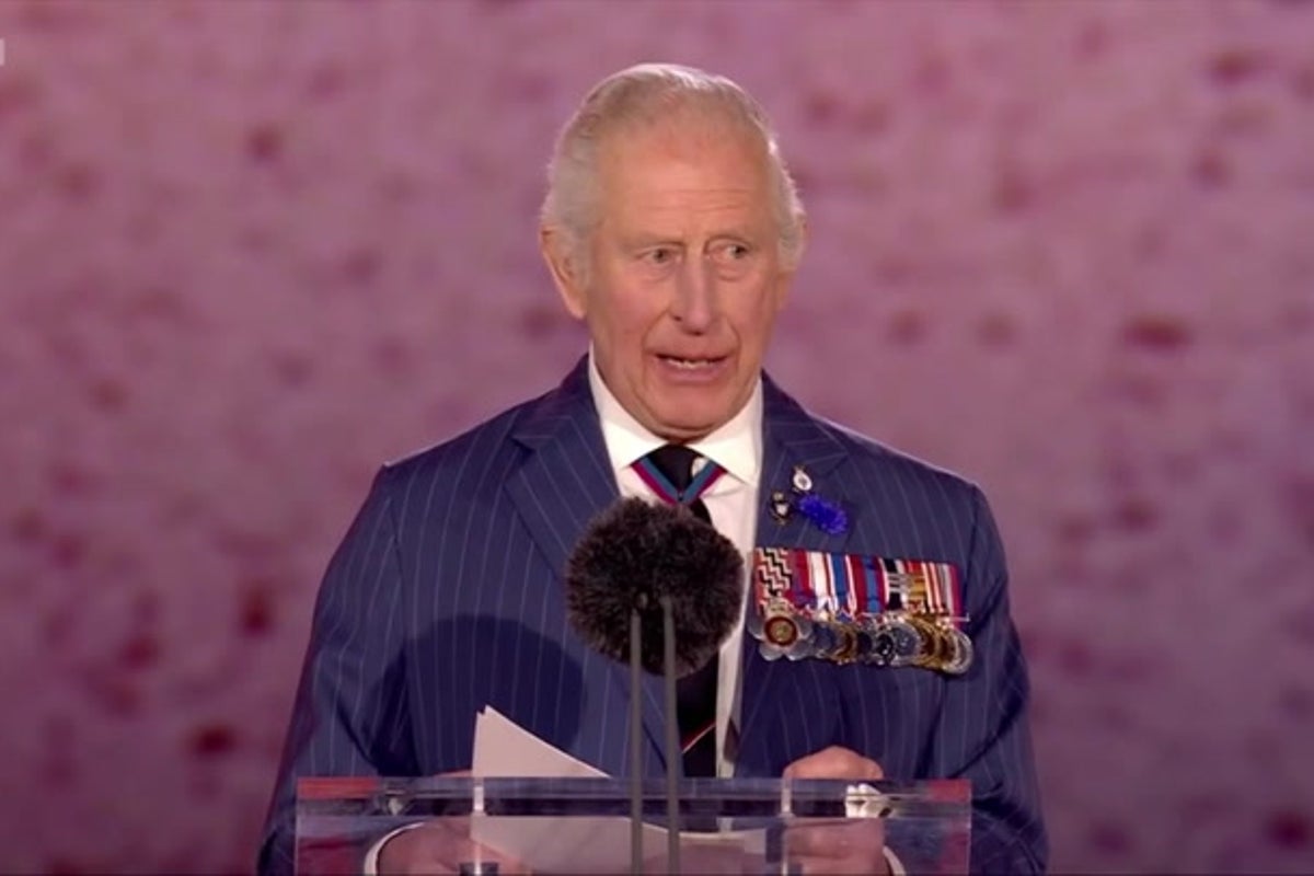 King gives rare insight into at Queen Elizabeth’s VE Day celebrations as he echoes grandfather’s 1945 speech
