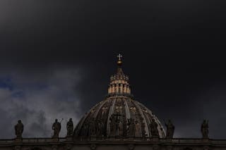 A view shows the dome of St. Peter's Basilica, on the second day of the conclave to elect the new Pope