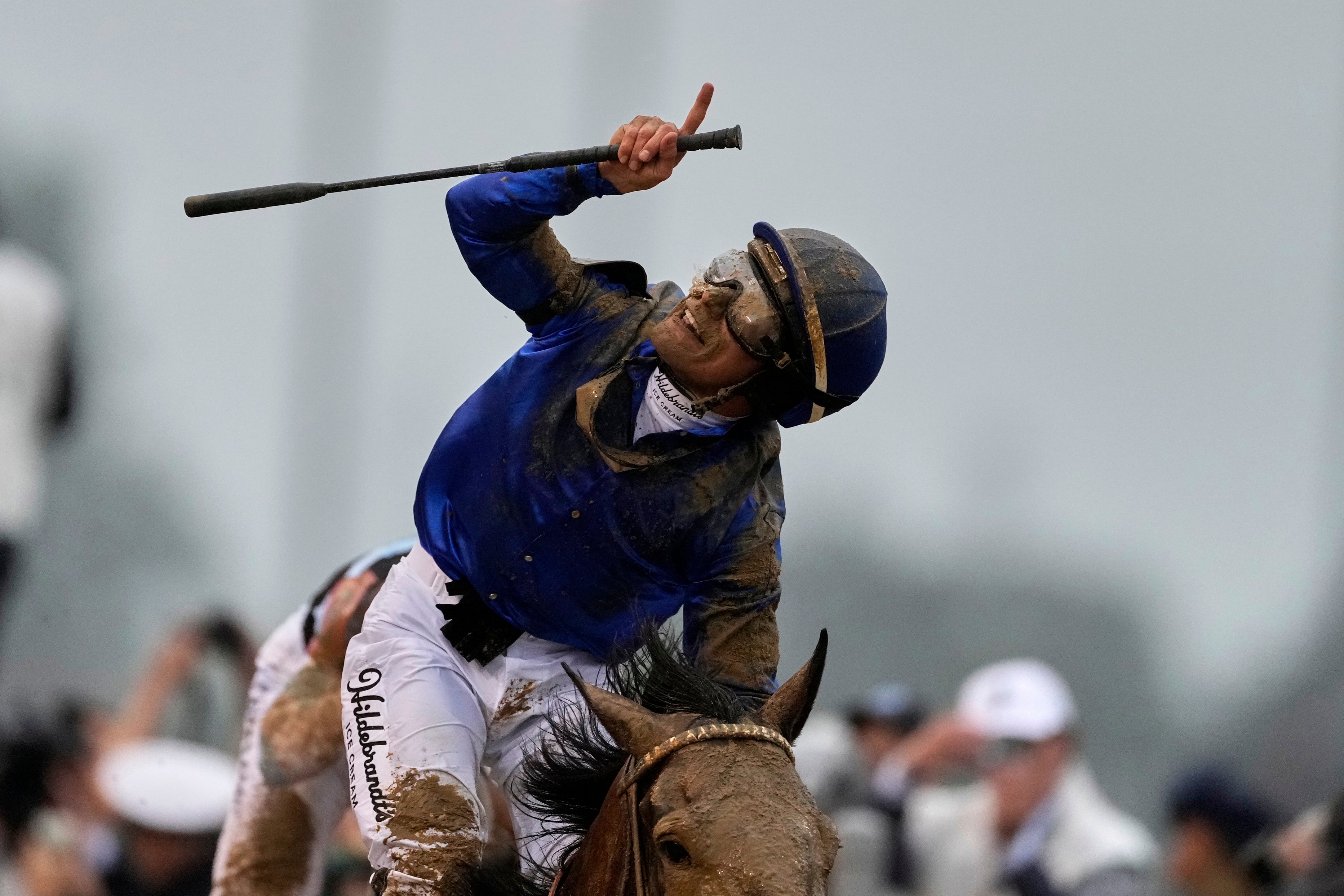 Jockey Junior Alvarado poses at the top of sovereignty during the Kentucky Derby 2025. Alvarado lost 20% of his winnings and will have to sit two days later this month