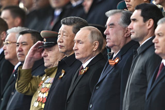 <p>As many as 29 heads of state and government were on the podium with  Putin for Russian TV cameras to get the message out that Russia isn’t isolated</p>