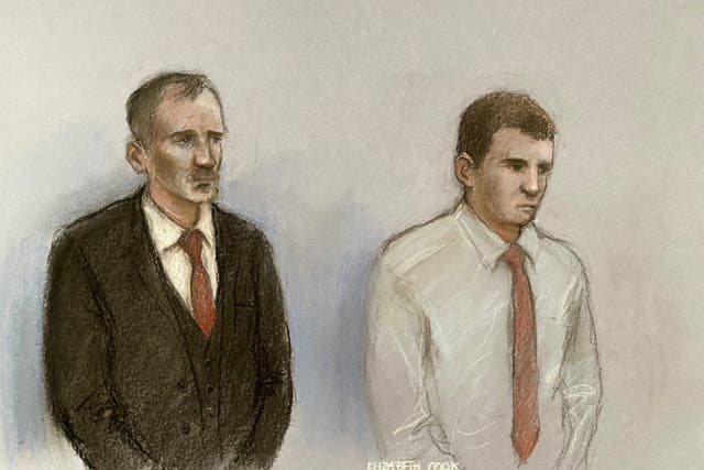 Daniel Graham and Adam Carruthers appearing in the dock (Elizabeth Cook/PA)