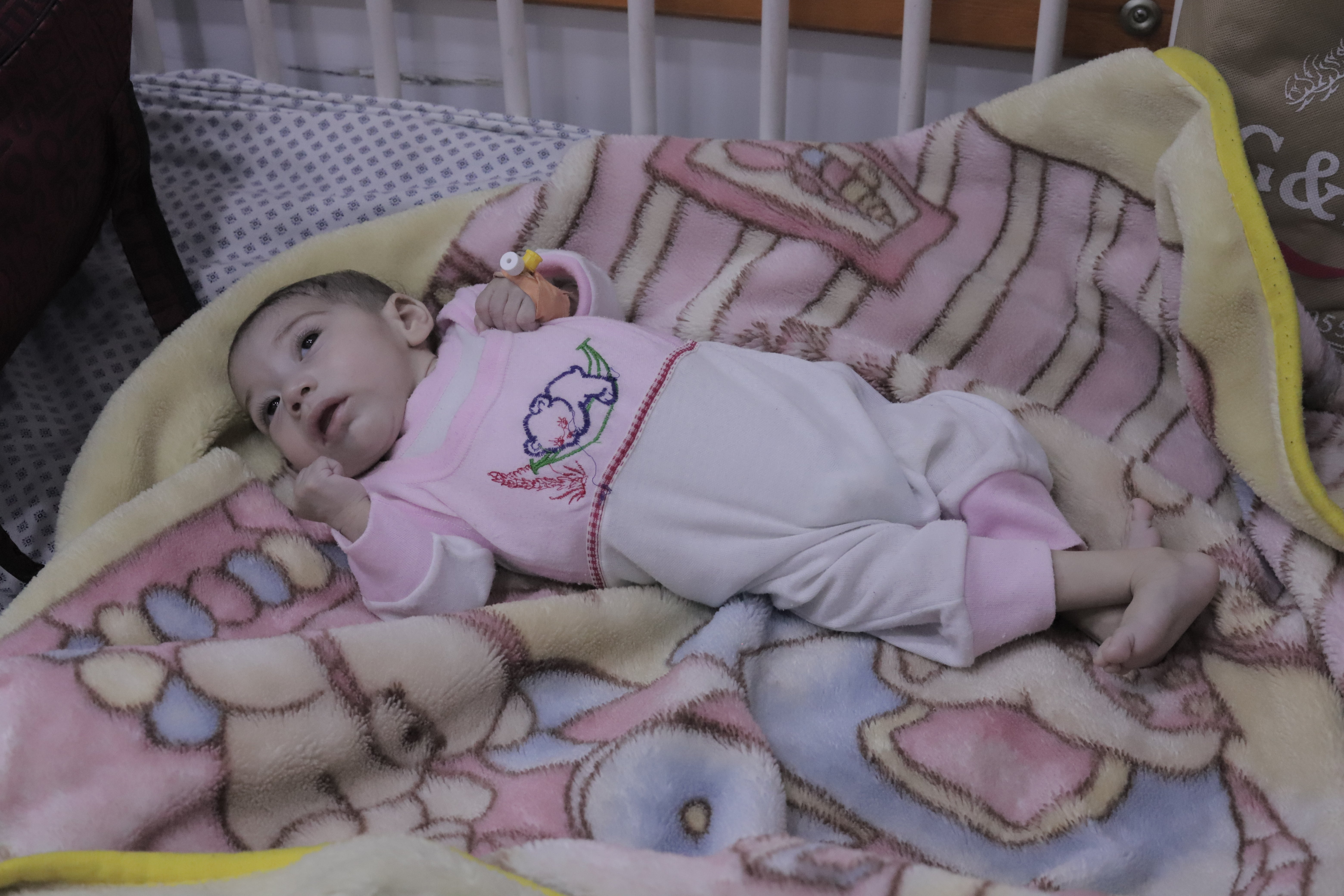 One-year-old Siham is being treated in hospital after her malnourished mother struggled to breast feed - Gaza City