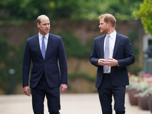 <p>Prnince William and Prince Harry in 2021 for the unveiling of a statue they commissioned of their mother Diana, Princess of Wales</p>