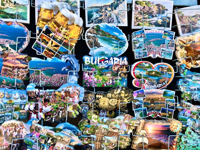<p>Wish you were here? Postcards for sale in the resort of Varna</p>