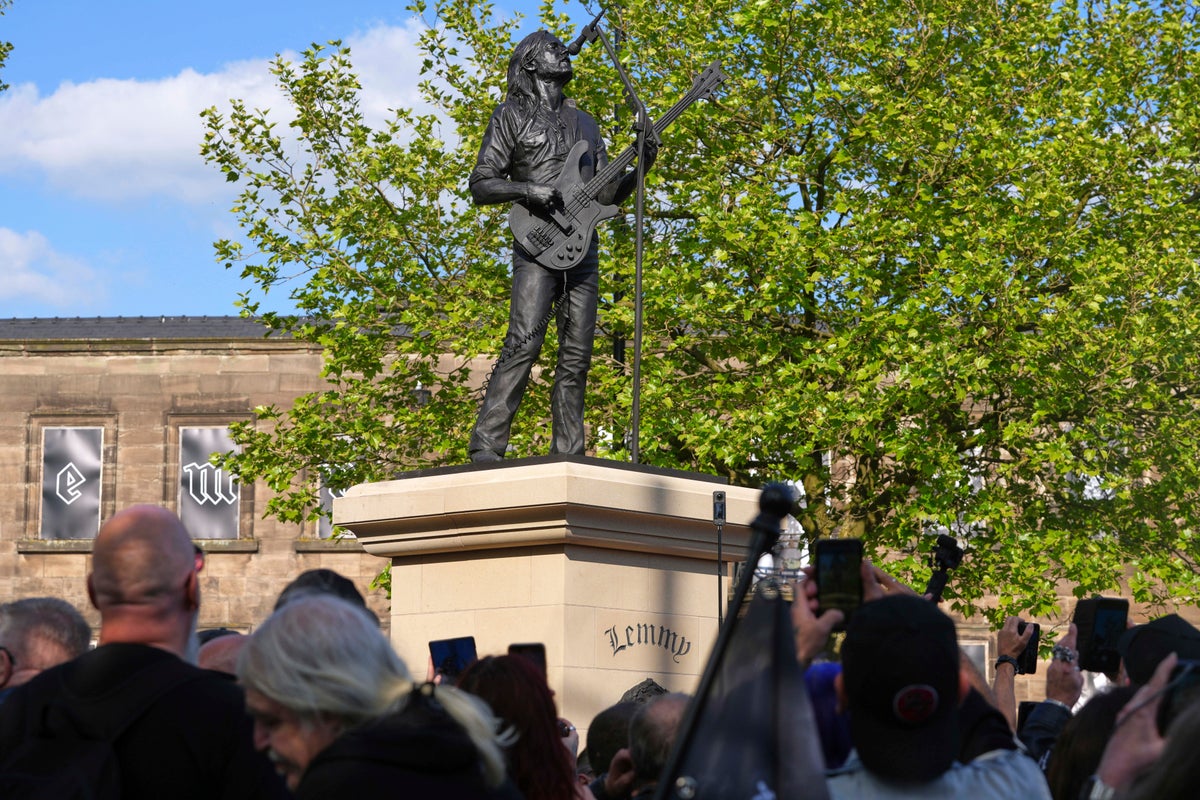 AP PHOTOS: Statue of late Motorhead frontman Lemmy unveiled in English hometown