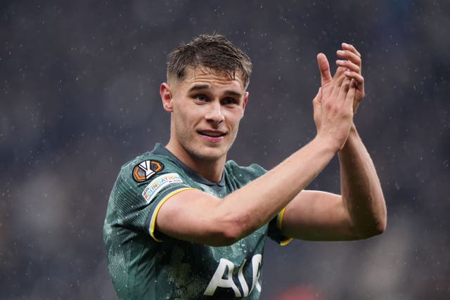 Micky van de Ven is excited for Tottenham’s Europa League final (Bradley Collyer/PA)