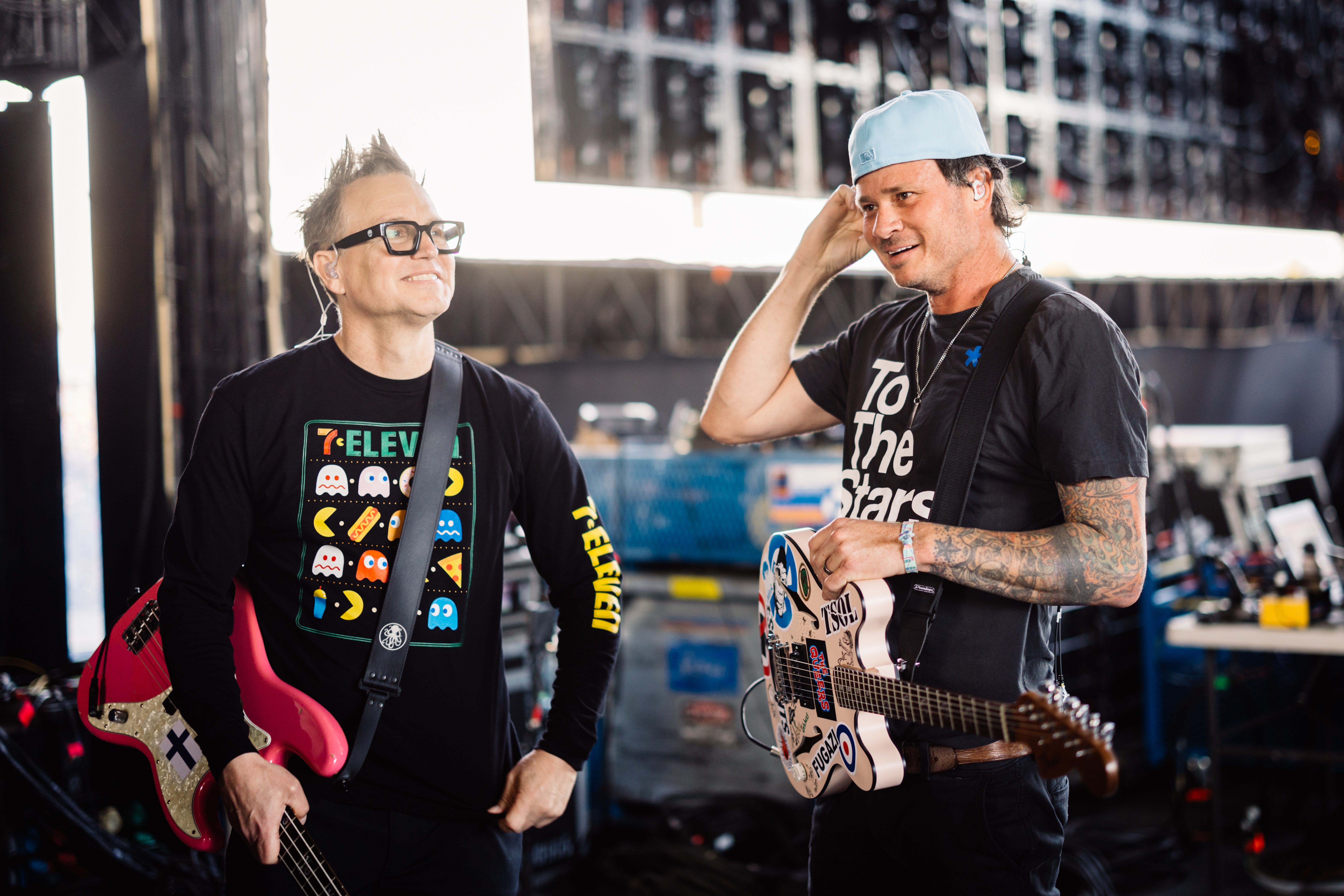 Water under the bridge: Hoppus and DeLonge backstage before headlining Coachella in 2024