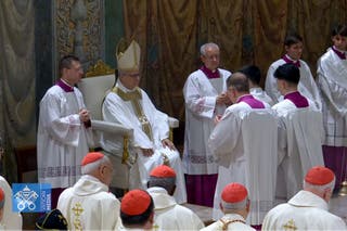 The Pope ahead of delivering his homily